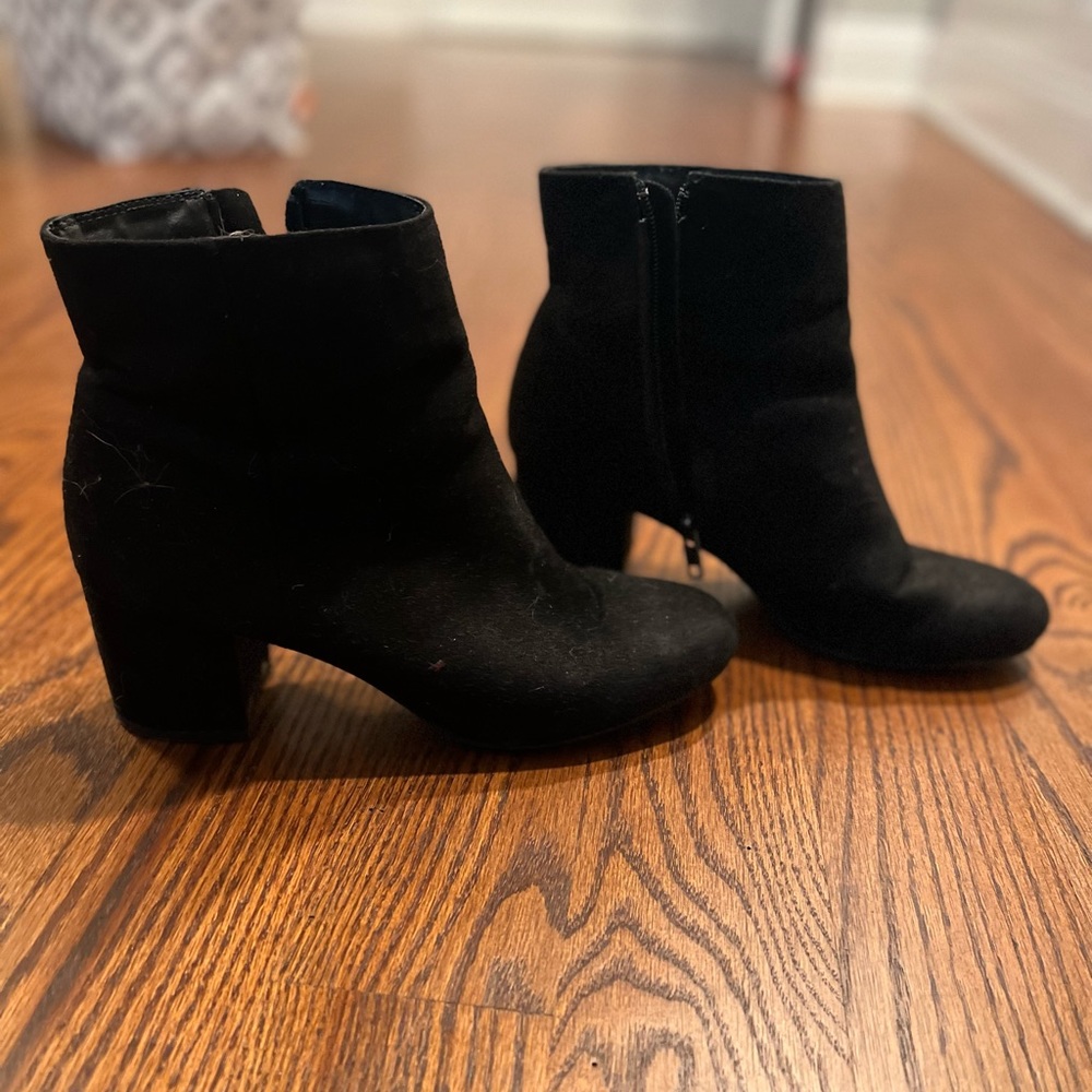 Black suede booties